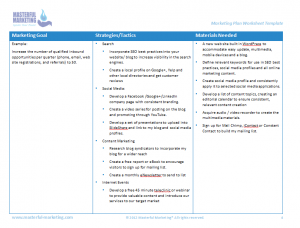 Marketing Action Plan Worksheet