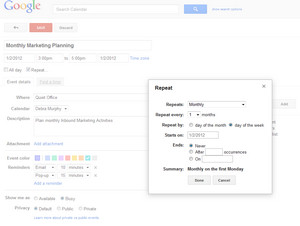 Inbound Marketing Schedule