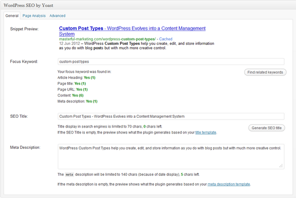 WordPress SEO Plugin - General Screen